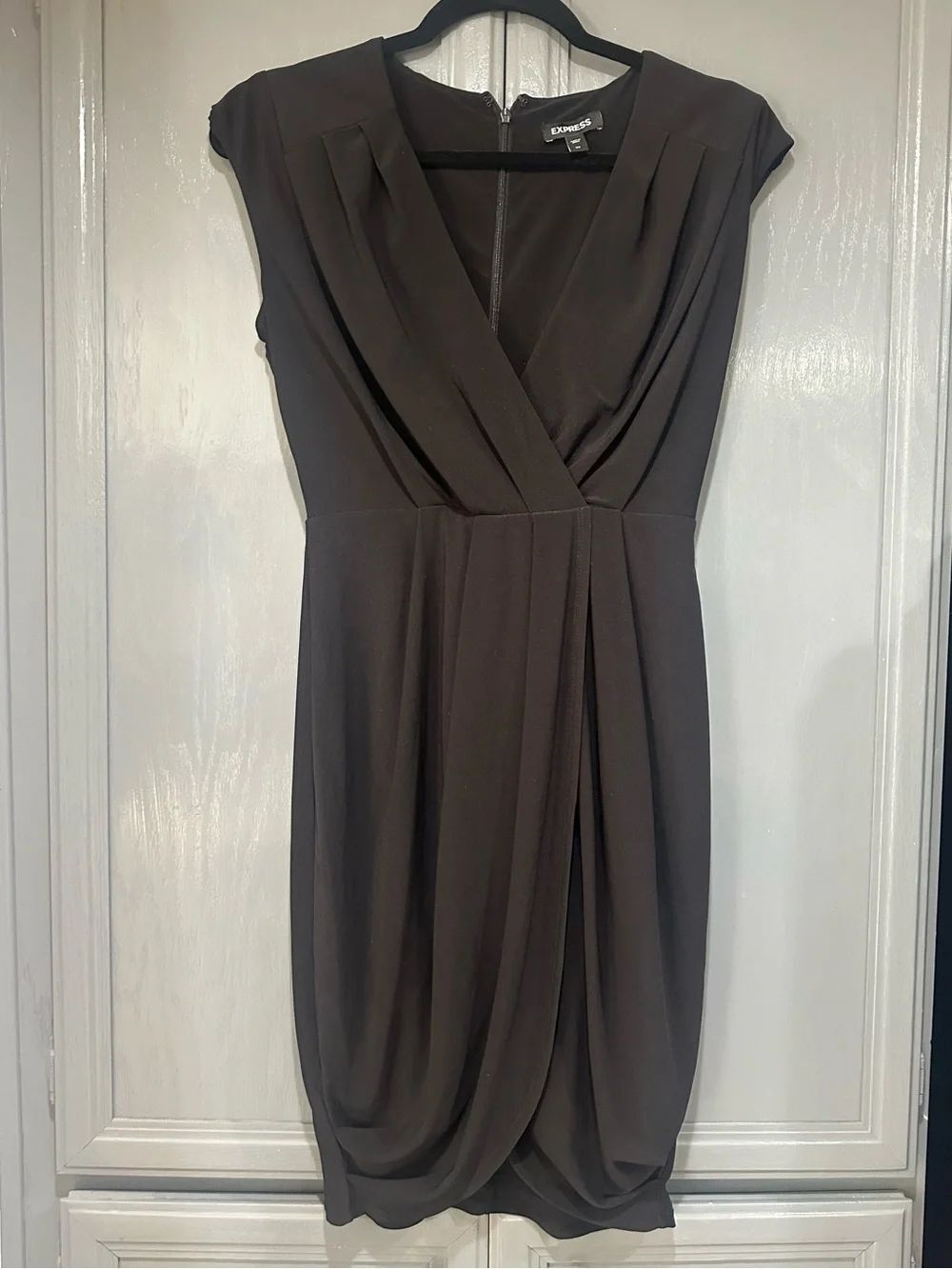 Express Black Draped Midi Dress XS